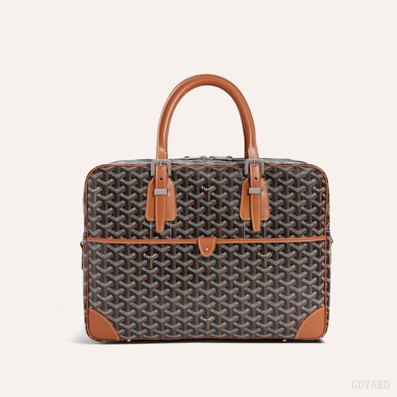 Goyard Ambassade MM Document Case Svarte Brune | ZEFE2726