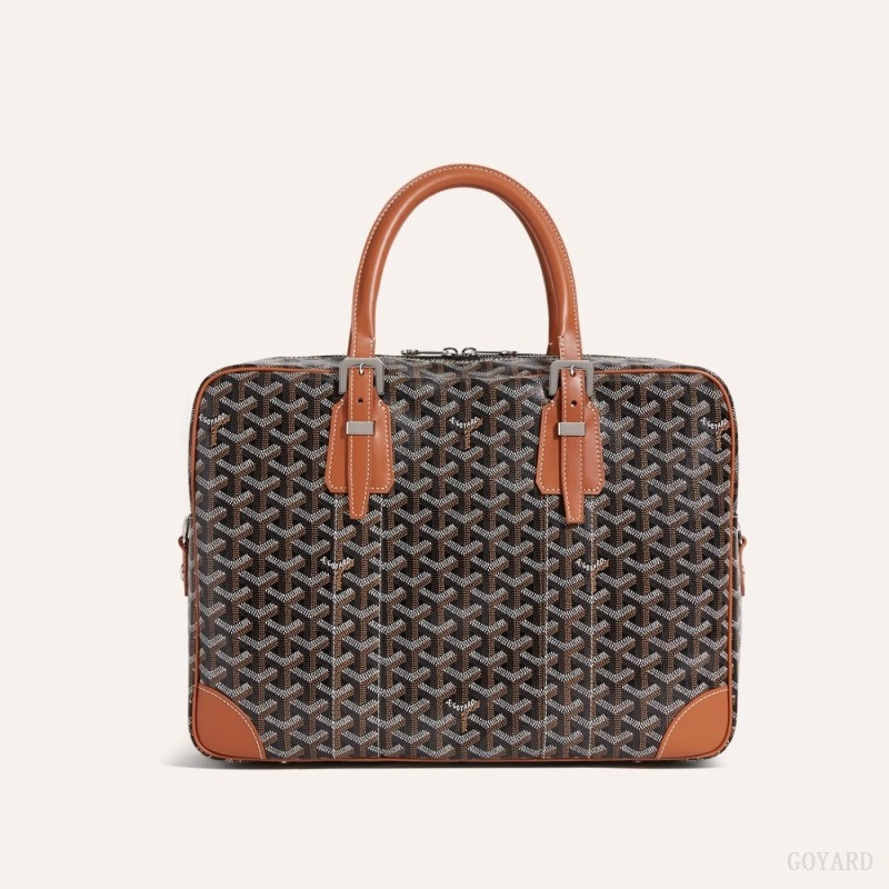 Goyard Ambassade MM Document Case Svarte Brune | ZEFE2726