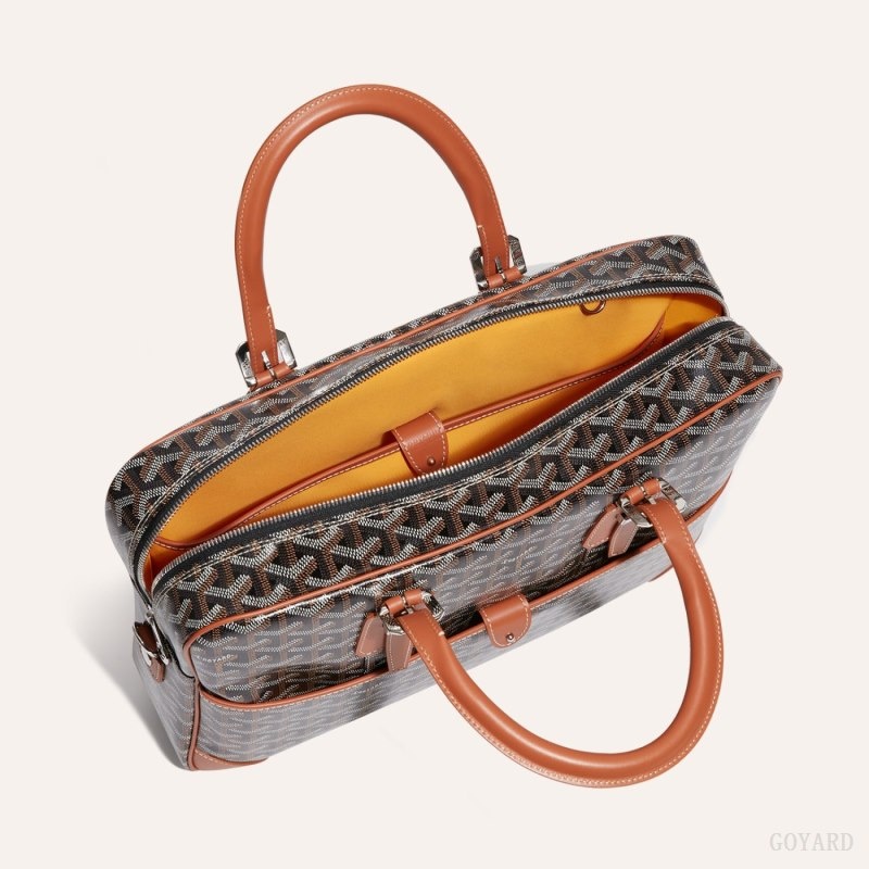 Goyard Ambassade MM Document Case Svarte Brune | ZEFE2726