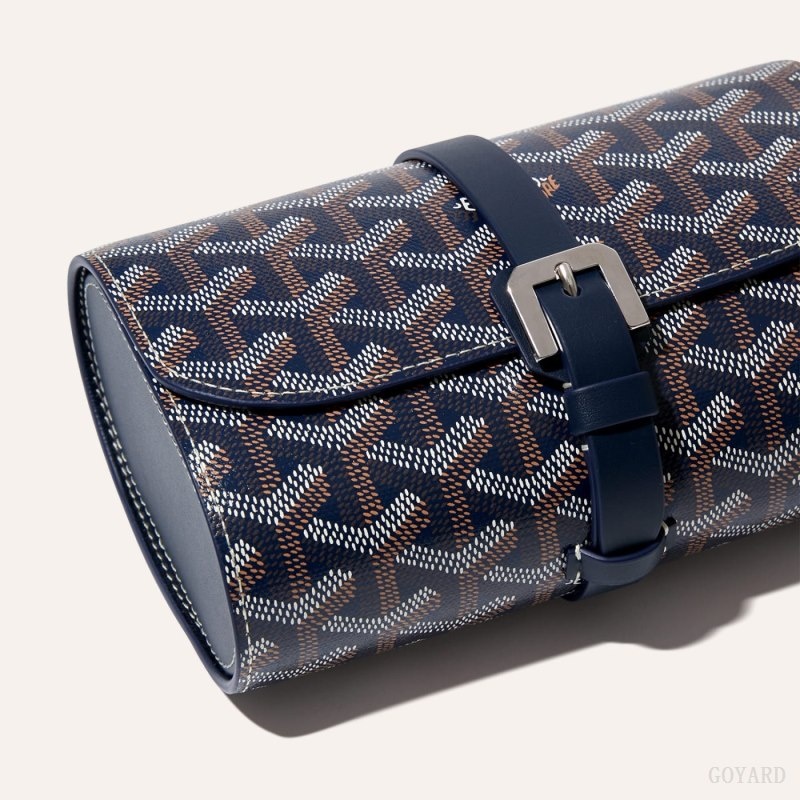 Goyard DOUBLE TRAVEL WATCH CASE Marineblå Blå | PMQY2353